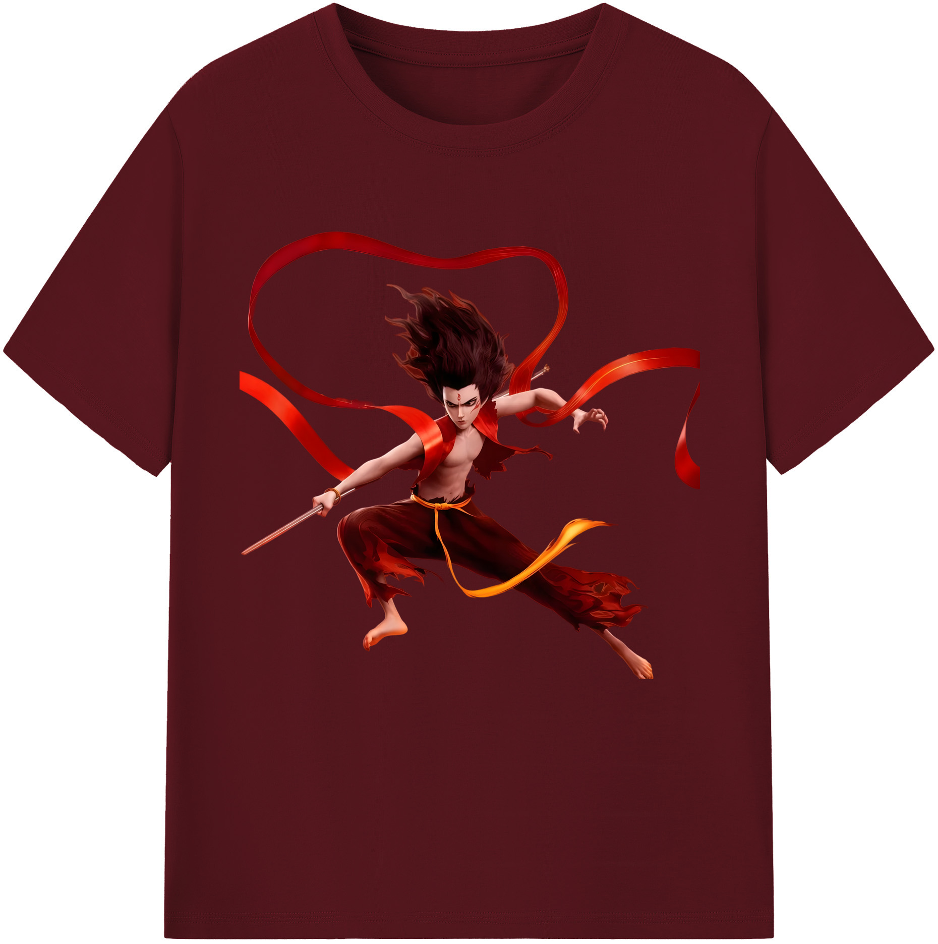 （画像用） Ne Zha 2 ナタ 魔童の大暴れ 綿100％半袖Tシャツ（フロントプリント）